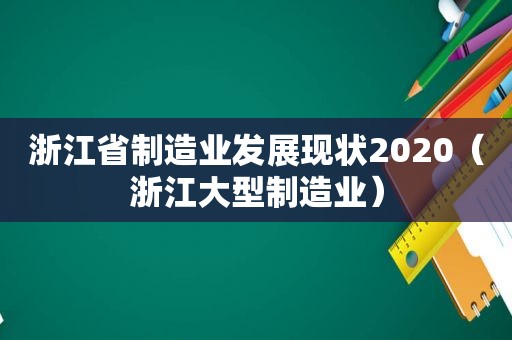 浙江省制造业发展现状2020（浙江大型制造业）