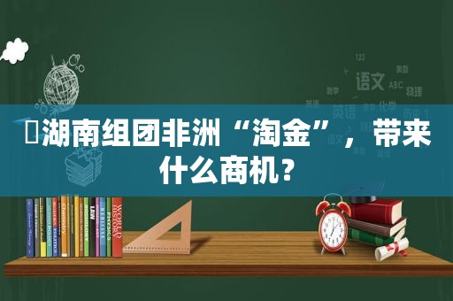 ​湖南组团非洲“淘金”，带来什么商机？