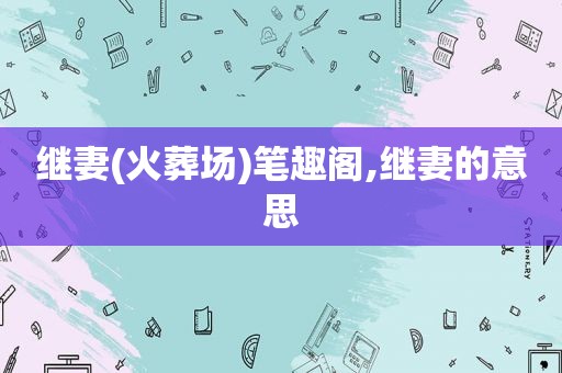 继妻(火葬场)笔趣阁,继妻的意思  第1张