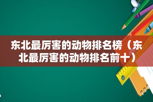 东北最厉害的动物排名榜（东北最厉害的动物排名前十）
