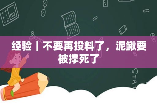 经验｜不要再投料了，泥鳅要被撑死了