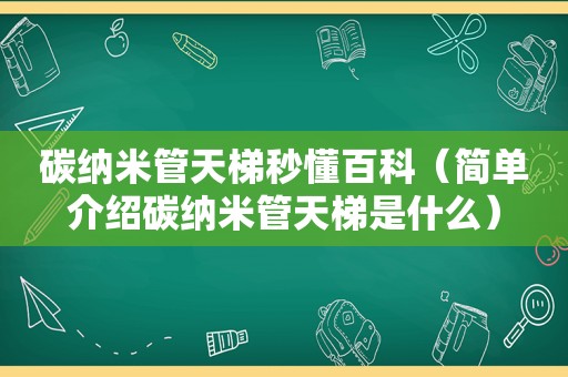 碳纳米管天梯秒懂百科（简单介绍碳纳米管天梯是什么）