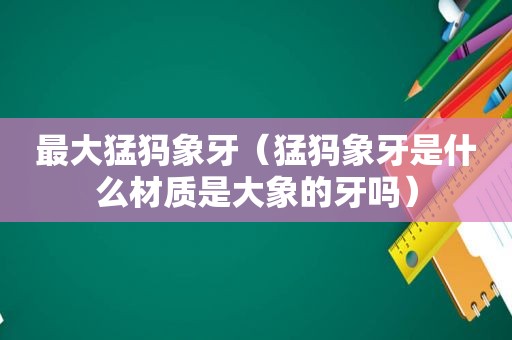最大猛犸象牙（猛犸象牙是什么材质是大象的牙吗）  第1张