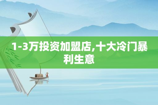 1-3万投资加盟店,十大冷门暴利生意