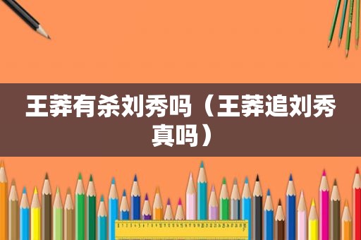 王莽有杀刘秀吗（王莽追刘秀真吗）