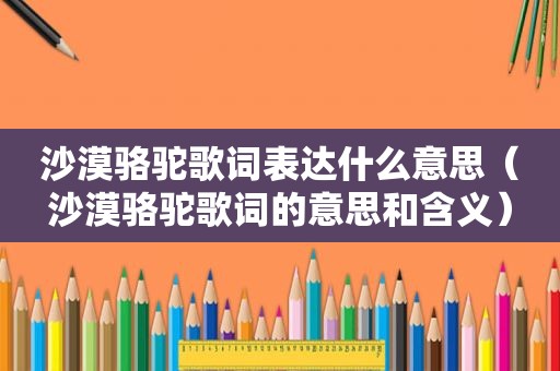 沙漠骆驼歌词表达什么意思（沙漠骆驼歌词的意思和含义）