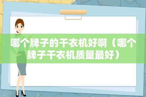 哪个牌子的干衣机好啊（哪个牌子干衣机质量最好）  第1张