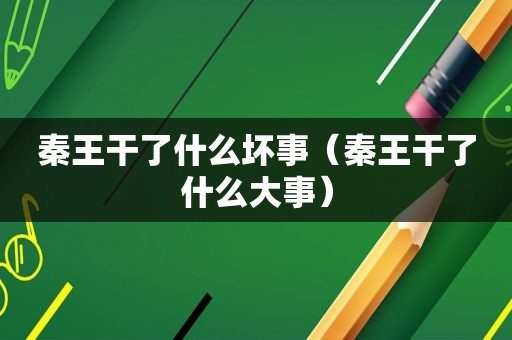 秦王干了什么坏事（秦王干了什么大事）