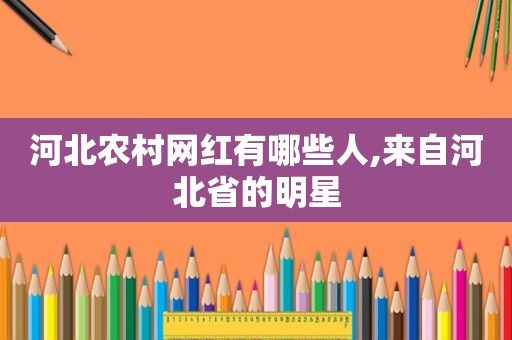 河北农村网红有哪些人,来自河北省的明星