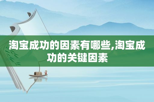 淘宝成功的因素有哪些,淘宝成功的关键因素