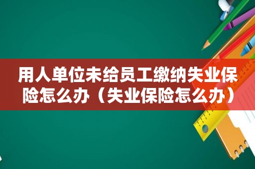 用人单位未给员工缴纳失业保险怎么办（失业保险怎么办）