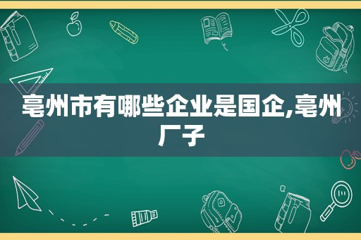 亳州市有哪些企业是国企,亳州厂子