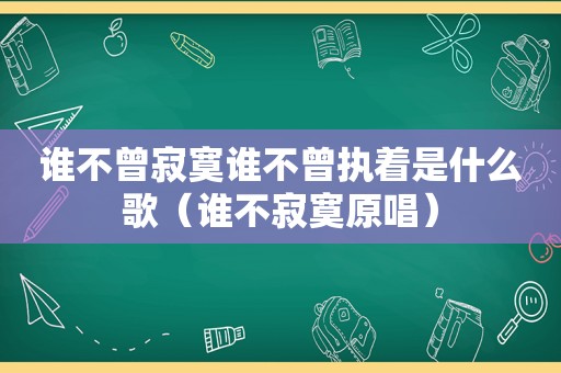 谁不曾寂寞谁不曾执着是什么歌（谁不寂寞原唱）