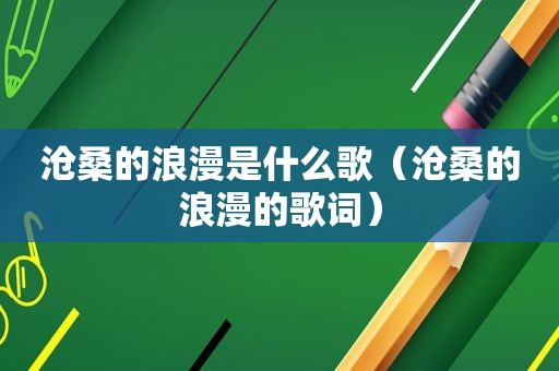 沧桑的浪漫是什么歌（沧桑的浪漫的歌词）