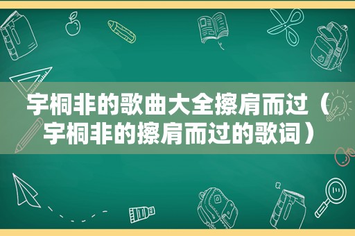 宇桐非的歌曲大全擦肩而过（宇桐非的擦肩而过的歌词）
