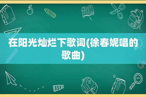 在阳光灿烂下歌词(徐春妮唱的歌曲)
