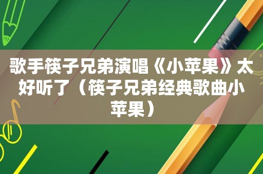 歌手筷子兄弟演唱《小苹果》太好听了（筷子兄弟经典歌曲小苹果）