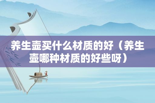 养生壶买什么材质的好（养生壶哪种材质的好些呀）