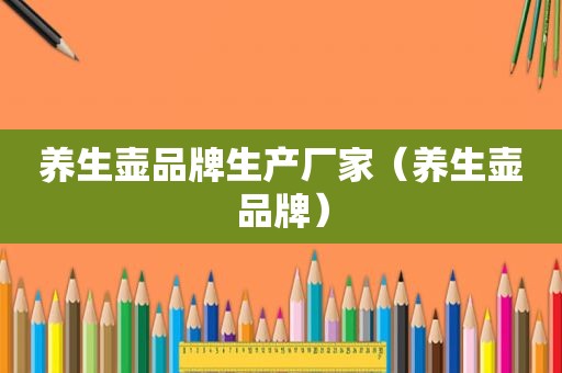 养生壶品牌生产厂家（养生壶品牌）