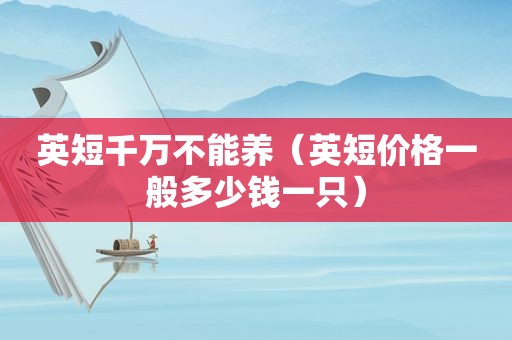 英短千万不能养（英短价格一般多少钱一只）