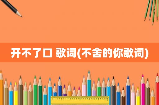 开不了口 歌词(不舍的你歌词)
