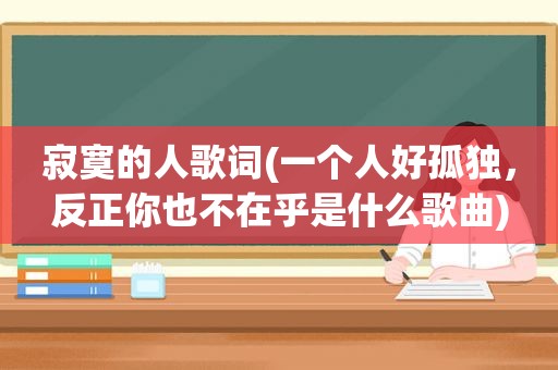 寂寞的人歌词(一个人好孤独，反正你也不在乎是什么歌曲)
