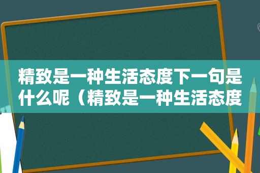 精致是一种生活态度下一句是什么呢（精致是一种生活态度下一句是什么）