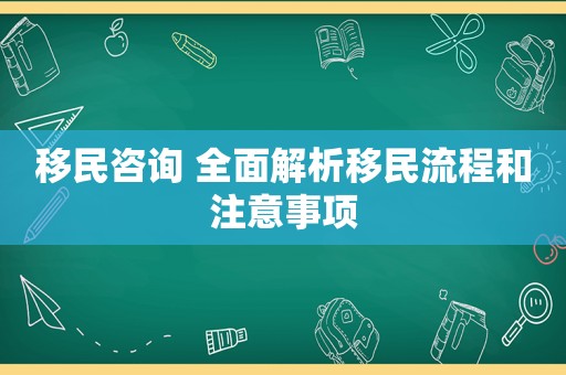 移民咨询 全面解析移民流程和注意事项