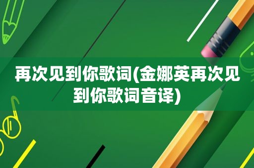 再次见到你歌词(金娜英再次见到你歌词音译)