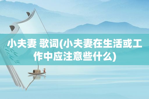 小夫妻 歌词(小夫妻在生活或工作中应注意些什么)