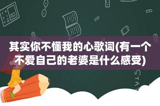 其实你不懂我的心歌词(有一个不爱自己的老婆是什么感受)
