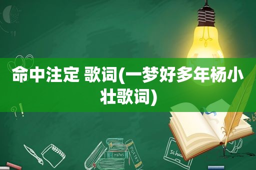 命中注定 歌词(一梦好多年杨小壮歌词)