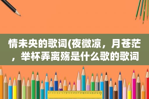 情未央的歌词(夜微凉，月苍茫，举杯弄离殇是什么歌的歌词)