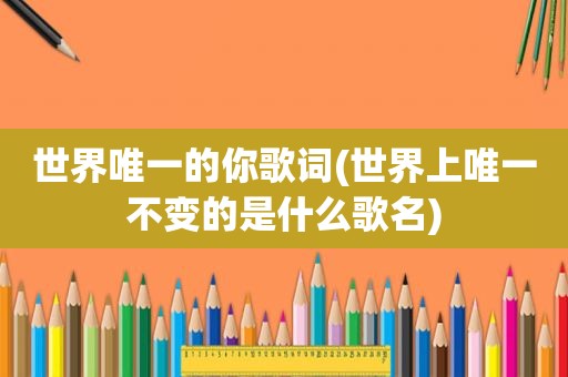世界唯一的你歌词(世界上唯一不变的是什么歌名)