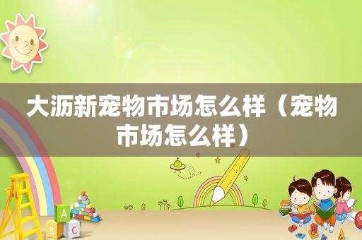 大沥新宠物市场怎么样（宠物市场怎么样）