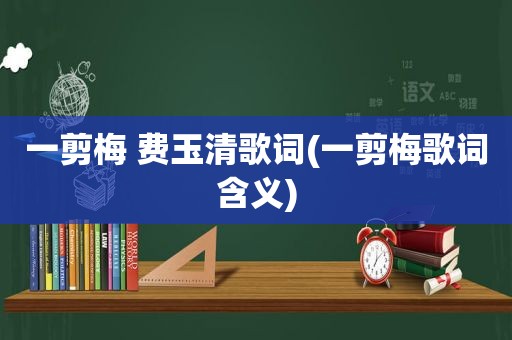 一剪梅 费玉清歌词(一剪梅歌词含义)