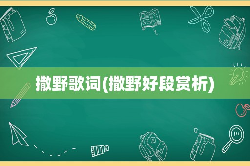撒野歌词(撒野好段赏析)