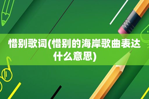 惜别歌词(惜别的海岸歌曲表达什么意思)