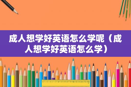成人想学好英语怎么学呢（成人想学好英语怎么学）