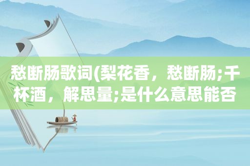 愁断肠歌词(梨花香，愁断肠;千杯酒，解思量;是什么意思能否解释详细一些)