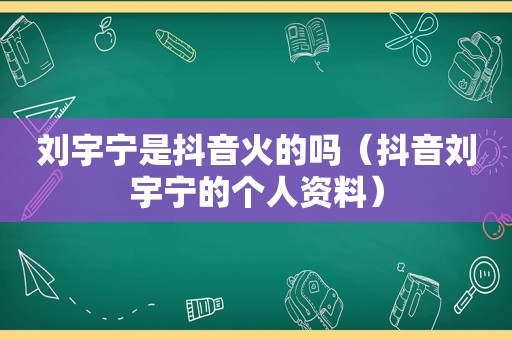 刘宇宁是抖音火的吗（抖音刘宇宁的个人资料）