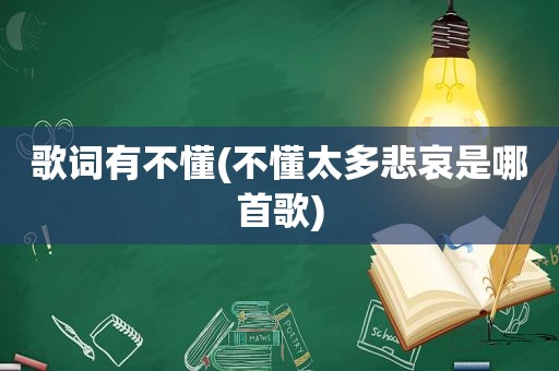 歌词有不懂(不懂太多悲哀是哪首歌)
