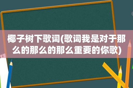 椰子树下歌词(歌词我是对于那么的那么的那么重要的你歌)