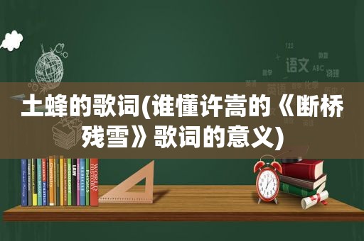 土蜂的歌词(谁懂许嵩的《断桥残雪》歌词的意义)