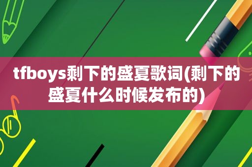 tfboys剩下的盛夏歌词(剩下的盛夏什么时候发布的)