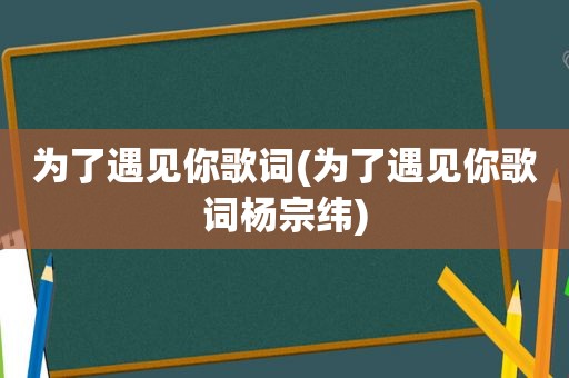 为了遇见你歌词(为了遇见你歌词杨宗纬)