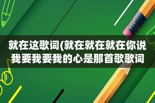就在这歌词(就在就在就在你说我要我要我的心是那首歌歌词)