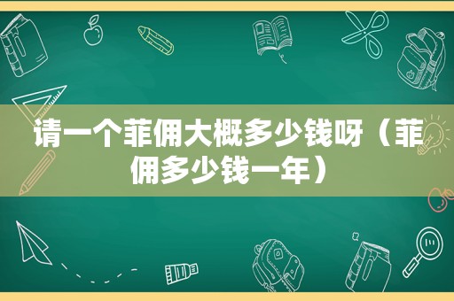 请一个菲佣大概多少钱呀（菲佣多少钱一年）