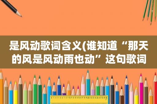 是风动歌词含义(谁知道“那天的风是风动雨也动”这句歌词是哪首歌里面的)