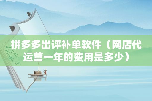 拼多多出评补单软件（网店代运营一年的费用是多少）
